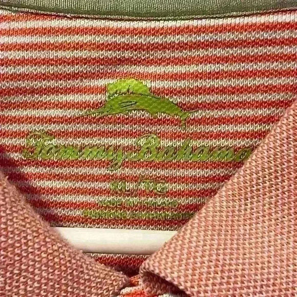 Tommy Bahama Men’s Polo Colors Orange and White Stripes Size XL - Picture 4 of 10